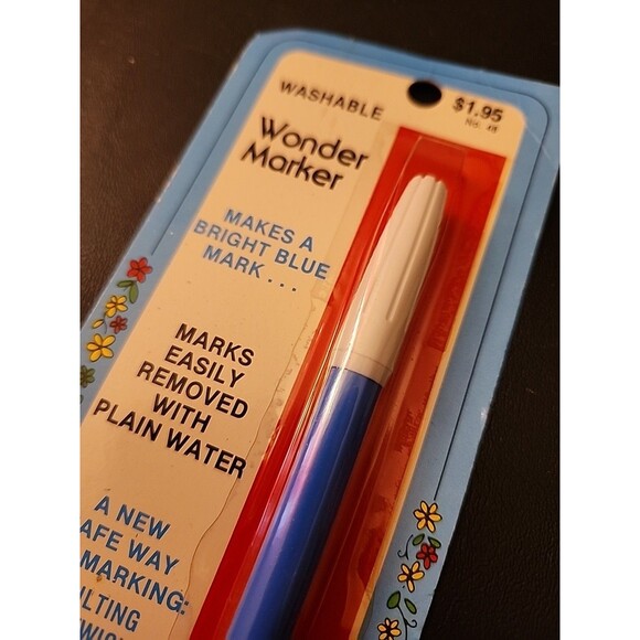 Wonder Marker Removable Blue Mark Fabric Quilt Needle Embroidery #48 SEALED Vtg - Picture 2 of 6